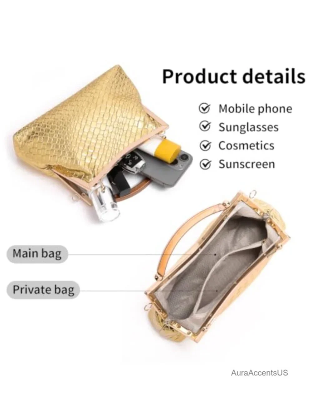 Faux Leather Clutch Crossbody with Top Handle for Wedding Party